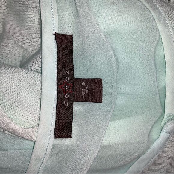 🛍️Fever sheer green long sleeve button up top - Picture 2 of 7